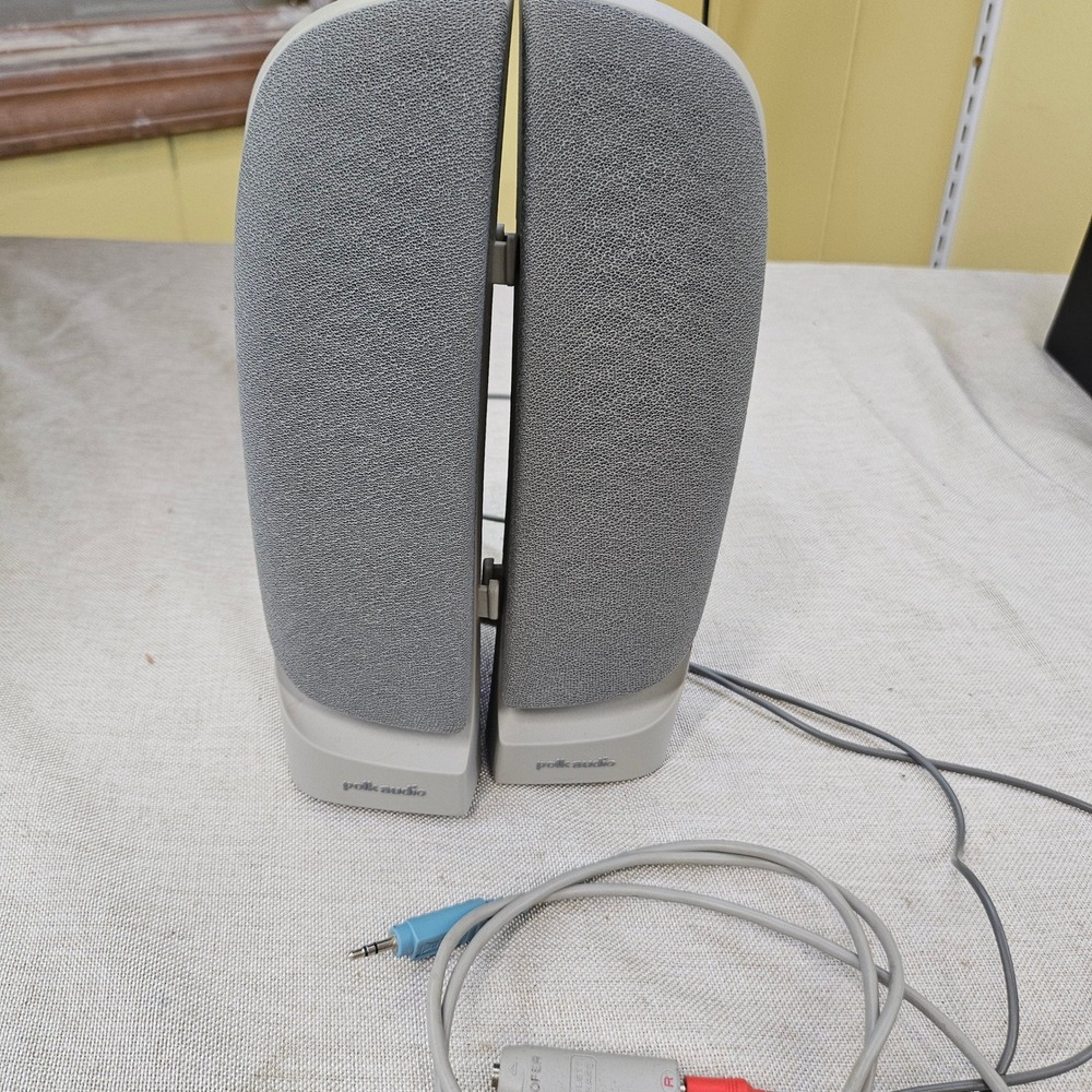 Polk Audio Computer Speakers HP Hewlett Packard Grey Vintage PC Multimedia CN279